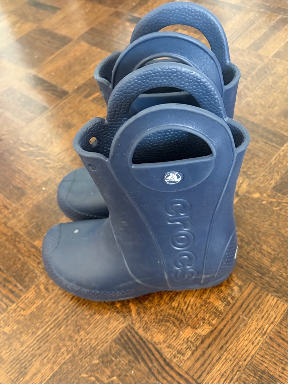 CROCS Kids Navy Blue Pull-Handle Rain Boots
